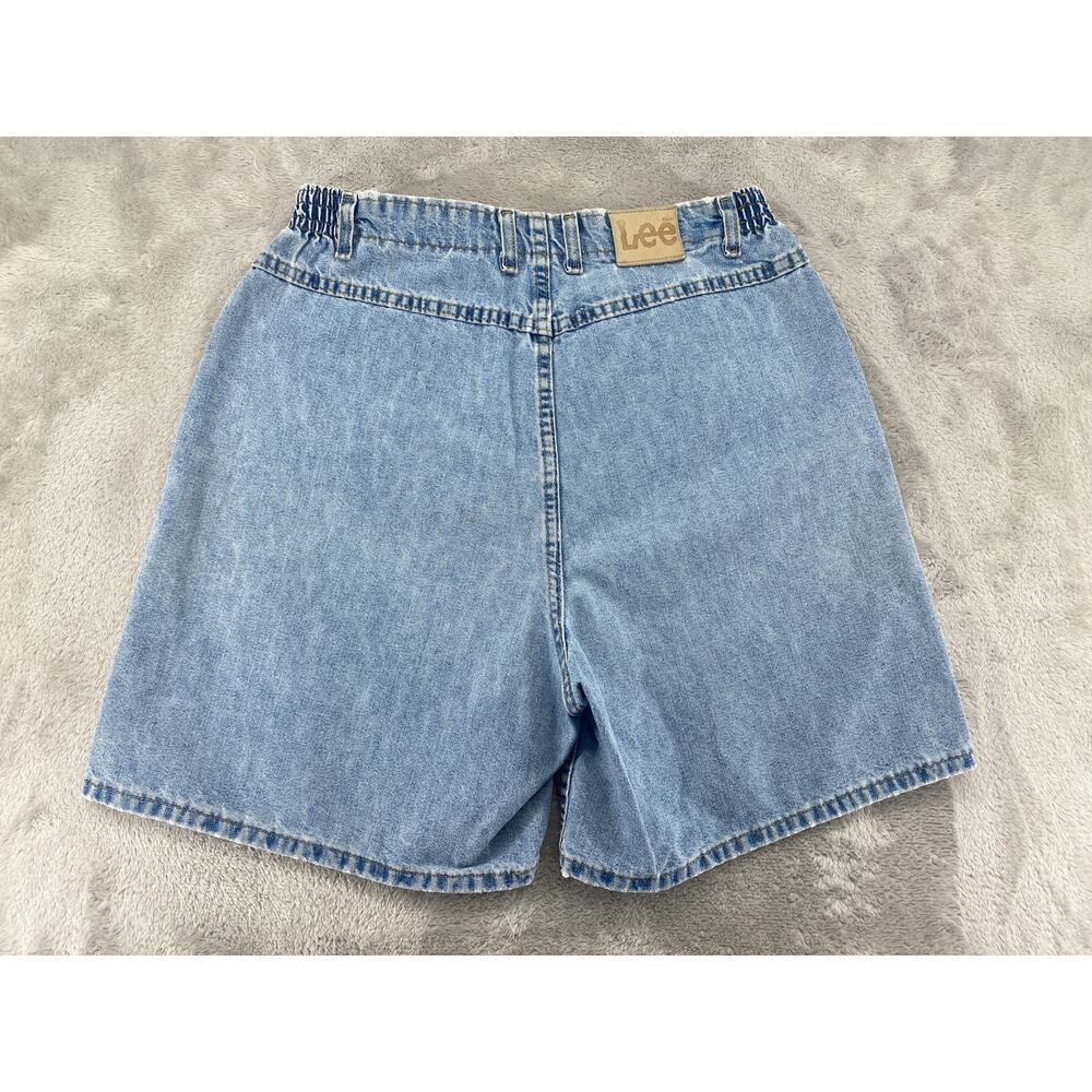 Vintage Lee Relaxed Fit Elastic Back Denim Mom Shorts Women's Size 14 Light Wash - Picture 4 of 7